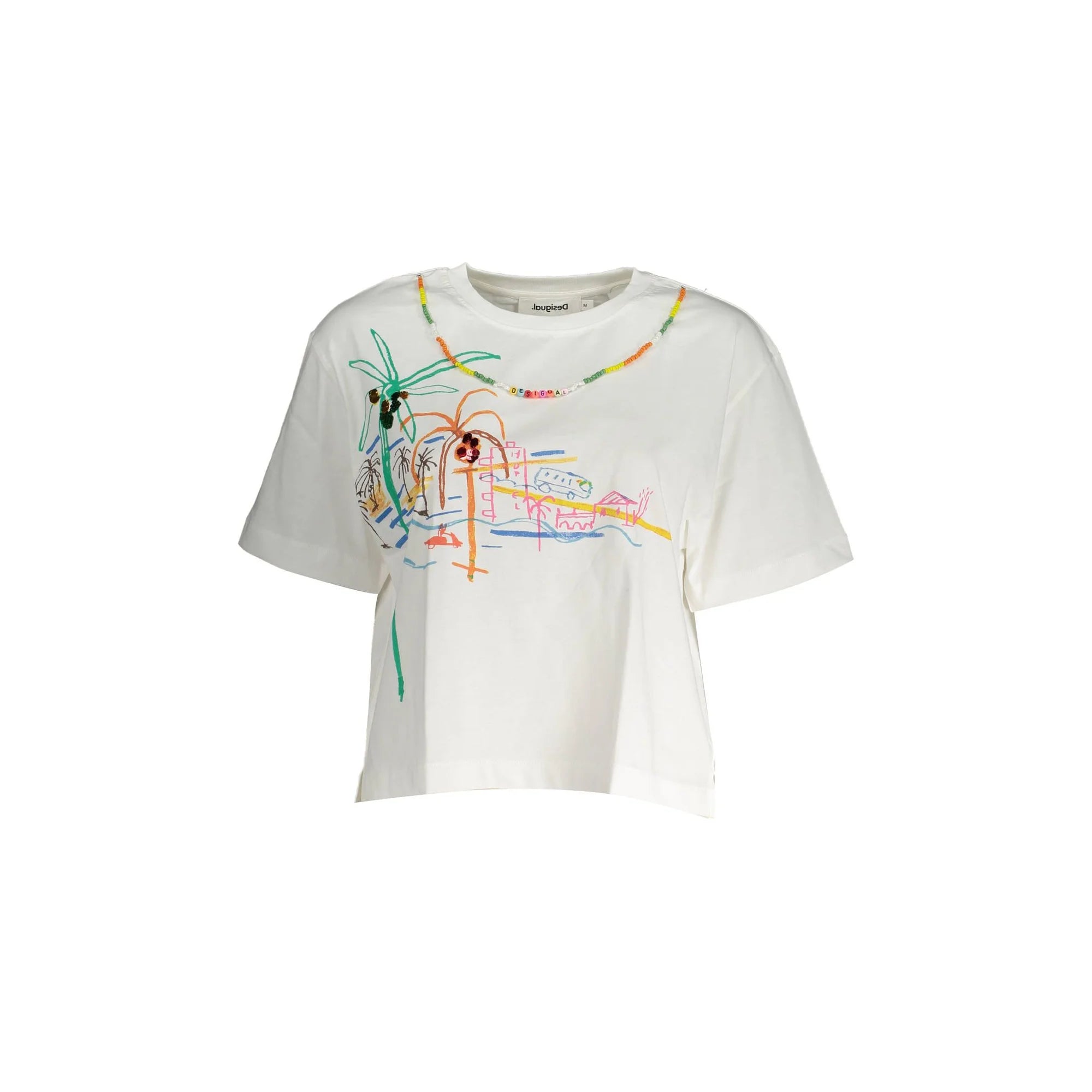 Desigual T-Shirt Maniche Corte Donna Bianca Stampa Bianco - foto prodotto